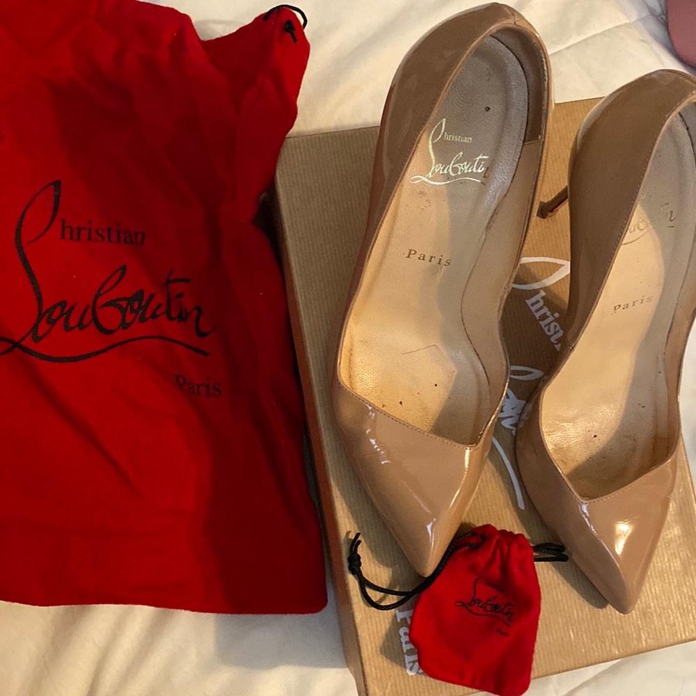 Used Christian Louboutin nude heels